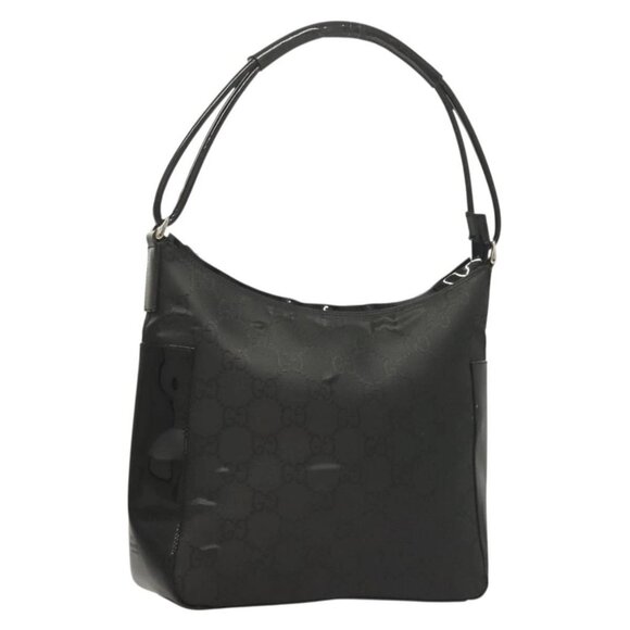 GUCCI GG Canvas Shoulder Bag Nylon Outlet Black Silver - Picture 1 of 16